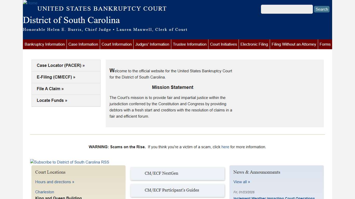 District of South Carolina United States Bankruptcy Court